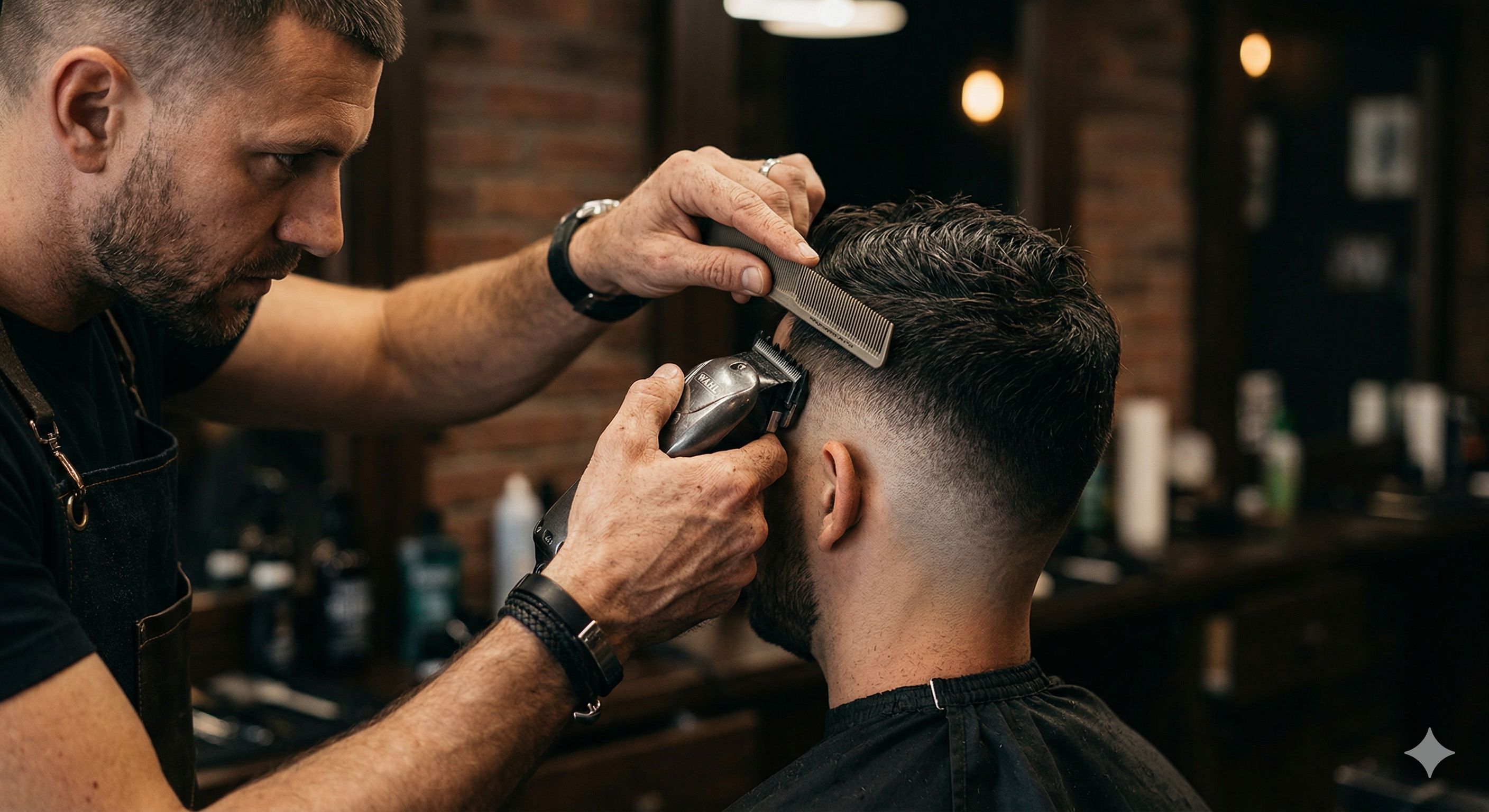 Moderner Herrenhaarschnitt mit präzisem Fade im Cut Atelier Wuppertal